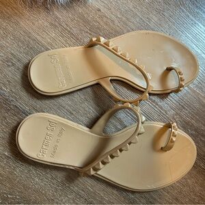 Beige Studded Sandals by Carmen Sol